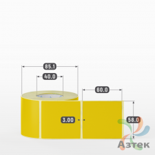 Этикетка 58х60 цветная (рядов 1 по 500 шт) полуглянцевая, втулка 40 мм (к) цвет -  Pantone Yellow C 