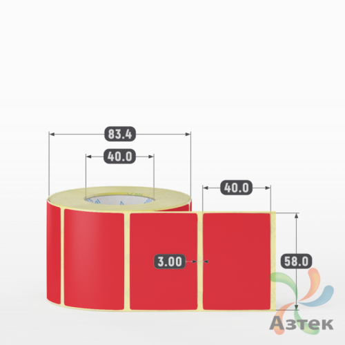 Этикетка 58х40 цветная (рядов 1 по 700 шт) полуглянцевая, втулка 40 мм (к) цвет -  Pantone Red 032 C 