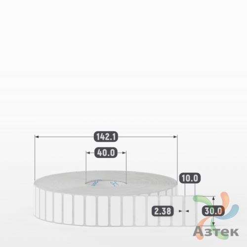 Этикетка самоклеящаяся 30х10 (рядов 1 по 10 000 шт) Полипропилен матовый в рулоне, втулка 40 мм (к) IQ code