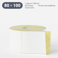 Термоэтикетка ЭКО 80х100 (рядов 1 по 1 000 шт)  в рулоне, втулка 40 мм (к) IQ code