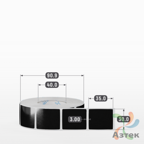 Этикетка 30х35 цветная Полипропилен (рядов 1 по 1000 шт), втулка 40 мм (к) цвет - Черный   