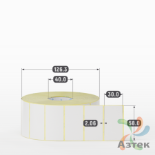 Термотрансферная этикетка 58х30 (рядов 1 по 2 500 шт) Полуглянец в рулоне, втулка 40 мм (к) IQ code
