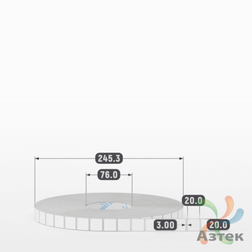 Этикетка самоклеящаяся 20х20 (рядов 1 по 15 000 шт) Полипропилен белый в рулоне, втулка 76 мм (к) IQ code 	