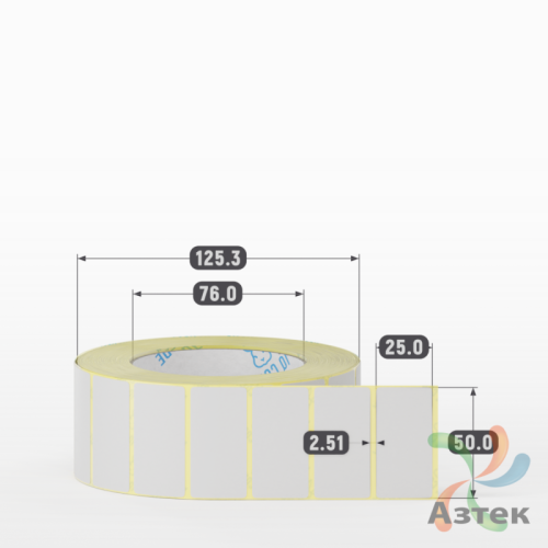 Этикетка самоклеящаяся 50х25 (рядов 1 по 1 000 шт) PVC WHITE (Eggshell fragile) белая в рулоне, втулка 76 мм (к) IQ code