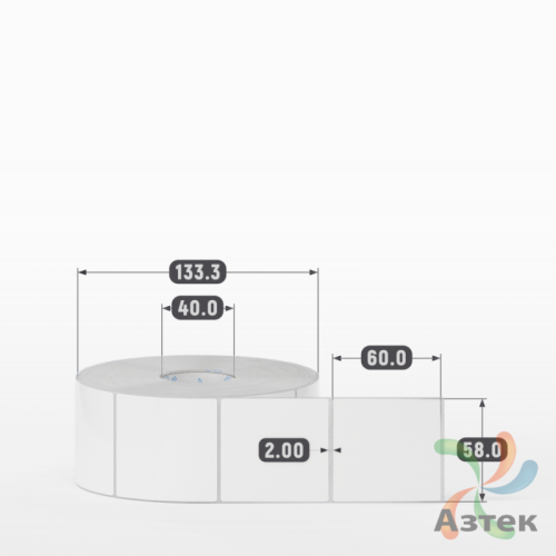 Этикетка самоклеящаяся 58х60 (рядов 1 по 1 500 шт) Полипропилен белый в рулоне, втулка 40 мм (к) IQ code 	