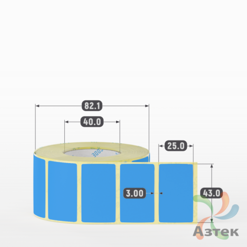 Термоэтикетка 43х25 Termo TOP цветная (рядов 1 по 1000 шт), втулка 40 мм (к) цвет - Голубой 