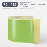 Этикетка цветная 75х120/Полуглянец/рядов 1 по 300/40 мм (к)/ Pantone 367 C  