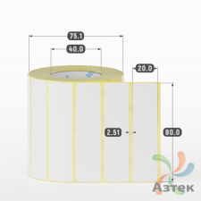 Термоэтикетка ТОП 80х20 (рядов 1 по 1 000 шт)  в рулоне, втулка 40 мм (к) IQ code