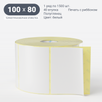 Термотрансферная этикетка 100х80 (рядов 1 по 1 500 шт) Полуглянец в рулоне, втулка 40 мм (к) IQ code