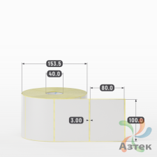 Термотрансферная этикетка 100х80 (рядов 1 по 1 500 шт) Полуглянец в рулоне, втулка 40 мм (к) IQ code