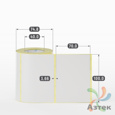 Термотрансферная этикетка 100х70 (рядов 1 по 300 шт) Полуглянец в рулоне, втулка 40 мм (к) IQ code
