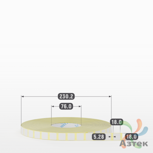 Термотрансферная этикетка 18х18 (рядов 1 по 14 000 шт) Полуглянец в рулоне, втулка 76 мм (к) IQ code