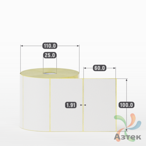 Термоэтикетка ТОП 100х60 (рядов 1 по 1 000 шт)  в рулоне, втулка 25 мм (к) IQ code
