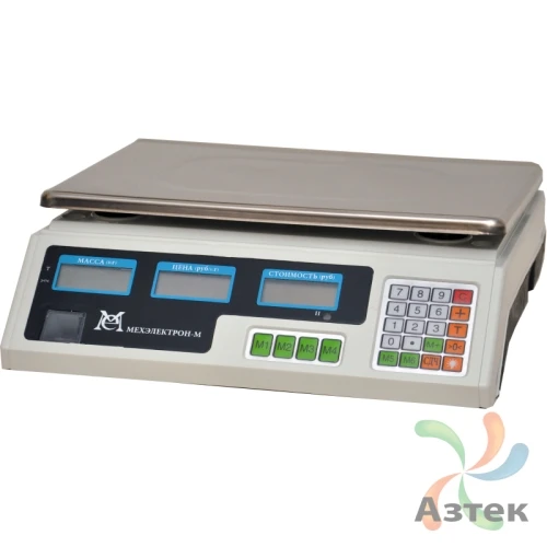 Весы МЕХЭЛЕКТРОН-М ВР4900-15-2Д-АБ 06 настольные торговые до 15 кг, нержавеющая сталь