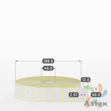 Термотрансферная этикетка 40х12 (рядов 1 по 15 000 шт) Полуглянец в рулоне, втулка 40 мм (к) IQ code