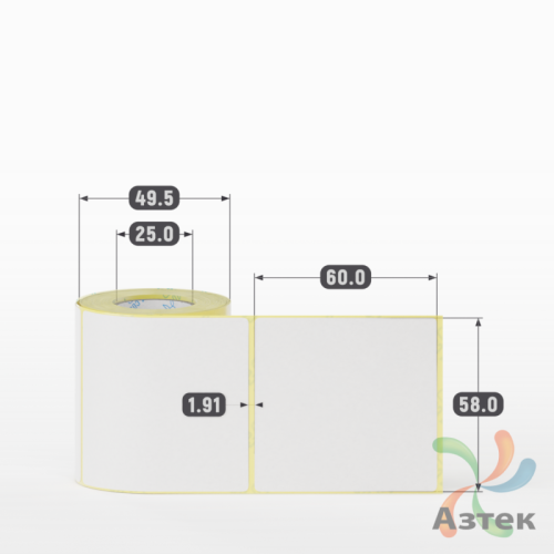 Термоэтикетка ТОП 58х60 (рядов 1 по 150 шт)  в рулоне, втулка 25 мм (к) IQ code
