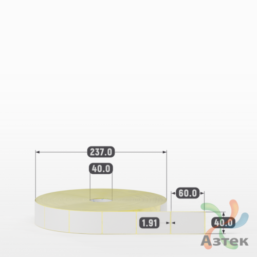 Термотрансферная этикетка 40х60 (рядов 1 по 5 000 шт) Полуглянец в рулоне, втулка 40 мм (к) IQ code