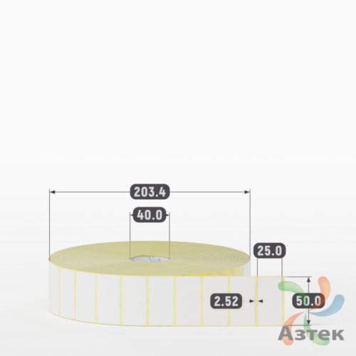 Этикетка самоклеящаяся 50х25 (рядов 1 по 8 000 шт) Termo TOP съёмный клей в рулоне, втулка 40 мм (к) IQ code