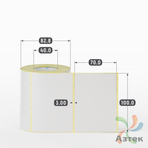 Термотрансферная этикетка 100х70 (рядов 1 по 400 шт) Полуглянец в рулоне, втулка 40 мм (к) IQ code