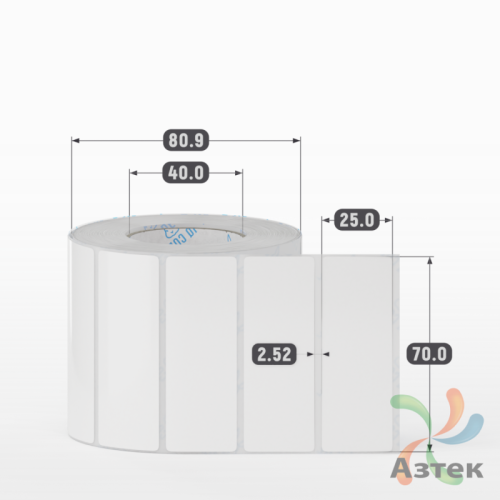 Этикетка самоклеящаяся 70х25 (рядов 1 по 1 000 шт) Полипропилен белый Tyre в рулоне, втулка 40 мм (к) IQ code