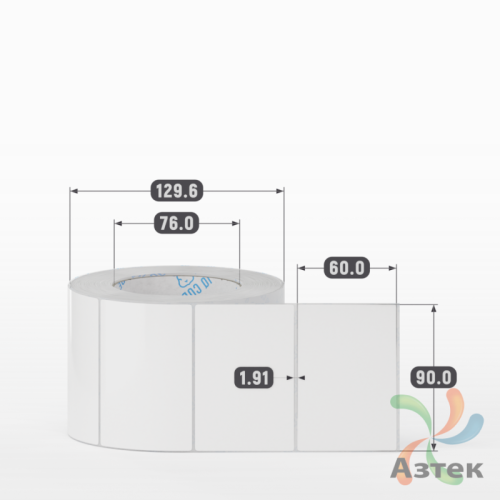 Этикетка самоклеящаяся 90х60 (рядов 1 по 1 000 шт) Полипропилен белый в рулоне, втулка 76 мм (к) IQ code 	
