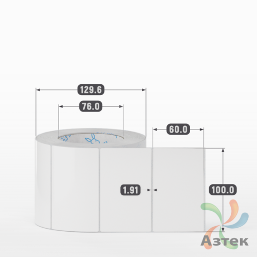 Этикетка самоклеящаяся 100х60 (рядов 1 по 1 000 шт) Полипропилен белый в рулоне, втулка 76 мм (к) IQ code 	