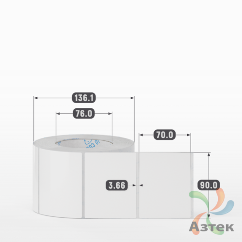 Этикетка самоклеящаяся 90х70 (рядов 1 по 1 000 шт) Полипропилен белый в рулоне, втулка 76 мм (к) IQ code 	