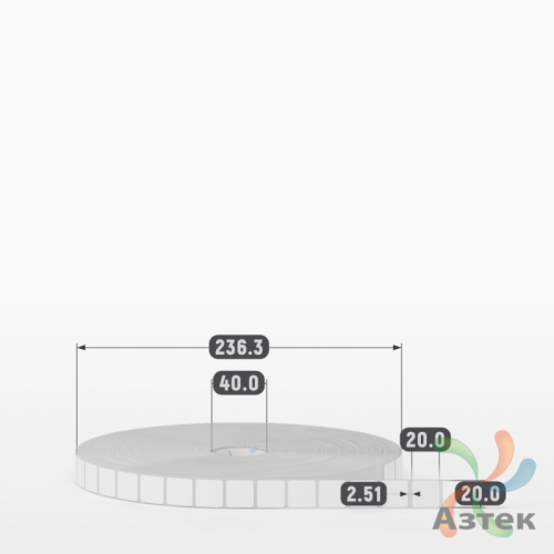 Этикетка самоклеящаяся 20х20 (рядов 1 по 15 000 шт) Полипропилен белый в рулоне, втулка 40 мм (к) IQ code 	