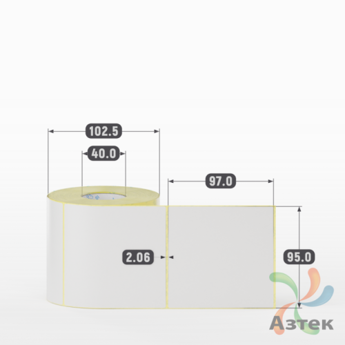 Термотрансферная этикетка 95х97 (рядов 1 по 500 шт) Полуглянец в рулоне, втулка 40 мм (к) IQ code