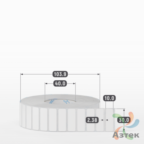 Этикетка самоклеящаяся 30х10 (рядов 1 по 5 000 шт) Полипропилен белый в рулоне, втулка 40 мм (к) IQ code 	