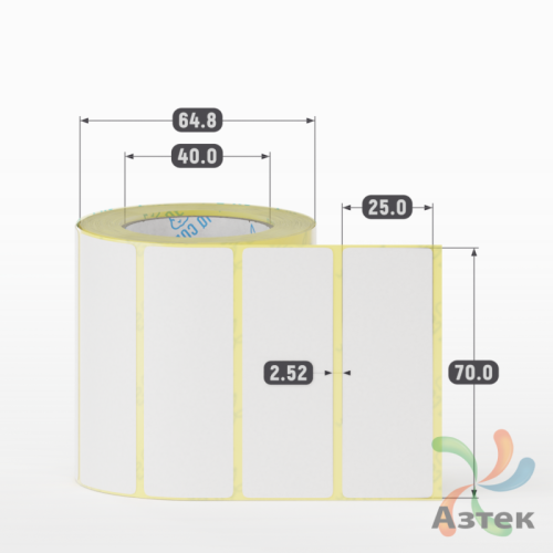 Термоэтикетка ЭКО 70х25 (рядов 1 по 500 шт)  в рулоне, втулка 40 мм (к) IQ code
