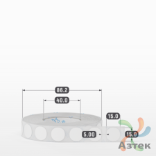 Этикетка самоклеящаяся круглая 15 мм (рядов 1 по 2 000 шт) Термополипропилен белый в рулоне, втулка 40 мм (к) IQ code
