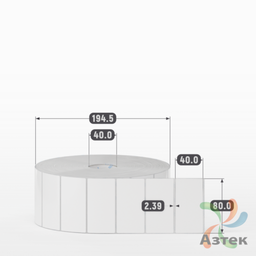 Этикетка самоклеящаяся 80х40 (рядов 1 по 5 000 шт) Полипропилен белый в рулоне, втулка 40 мм (к) IQ code 	