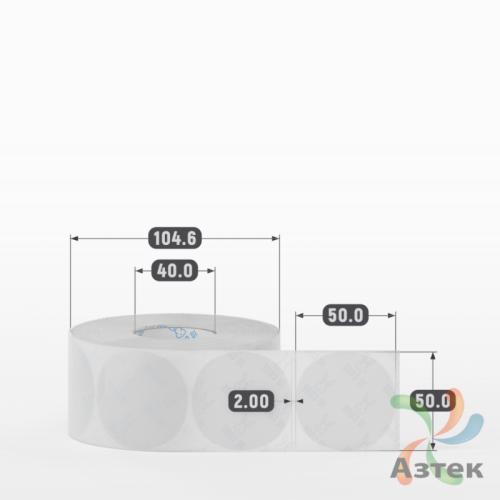 Этикетка самоклеящаяся круглая 50 мм (рядов 1 по 1 000 шт) Прозрачный полипропилен в рулоне, втулка 40 мм (к) IQ code
