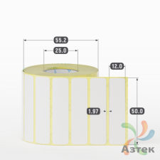 Термоэтикетка ТОП 50х12 (рядов 1 по 1 000 шт)  в рулоне, втулка 25 мм (к) IQ code