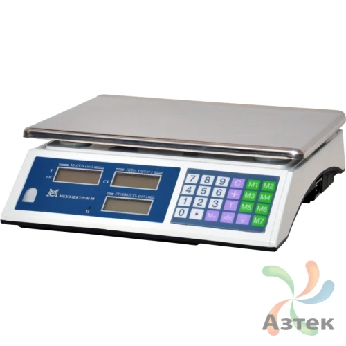 Весы МЕХЭЛЕКТРОН-М ВР4900-30-2Д-АБ 02 настольные торговые до 30 кг, нержавеющая сталь