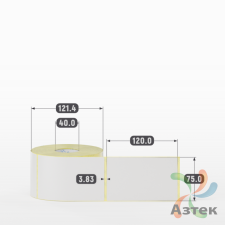 Термотрансферная этикетка 75х120 (рядов 1 по 600 шт) Полуглянец в рулоне, втулка 40 мм (к) IQ code