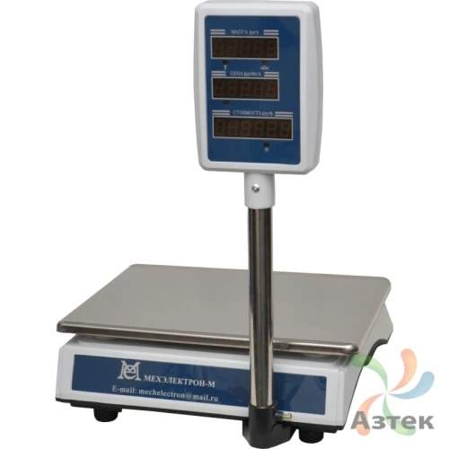 Весы МЕХЭЛЕКТРОН-М ВР4900-30-2Д-СДБ 01М настольные торговые до 30 кг, нержавеющая сталь