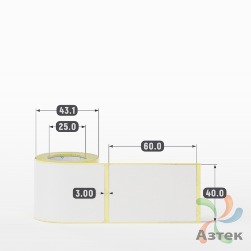 Термоэтикетка ЭКО 40х60 (рядов 1 по 100 шт)  в рулоне, втулка 25 мм (к) IQ code
