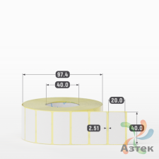 Этикетка самоклеящаяся 40х20 (рядов 1 по 2 000 шт) Termo ECO съемный клей в рулоне, втулка 40 мм (к) IQ code