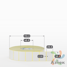 Термотрансферная этикетка 30х20 (рядов 1 по 3 000 шт) Полуглянец в рулоне, втулка 40 мм (к) IQ code
