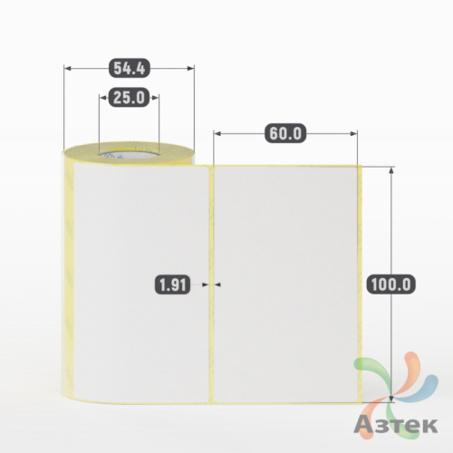 Термоэтикетка ЭКО 100х60 (рядов 1 по 200 шт)  в рулоне, втулка 25 мм (к) IQ code