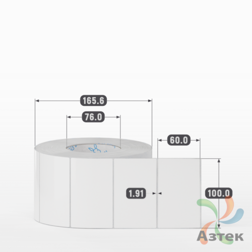 Этикетка самоклеящаяся 100х60 (рядов 1 по 2 000 шт) Полипропилен белый в рулоне, втулка 76 мм (к) IQ code 	