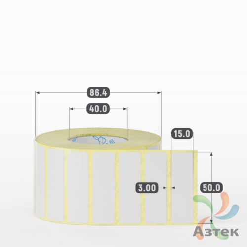 Термотрансферная этикетка 50х15 (рядов 1 по 2 000 шт) Полуглянец в рулоне, втулка 40 мм (к) IQ code