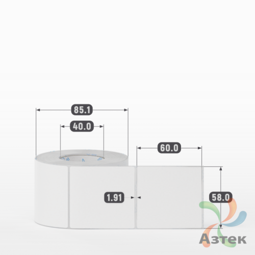 Этикетка самоклеящаяся 58х60 (рядов 1 по 500 шт) Полипропилен матовый в рулоне, втулка 40 мм (к) IQ code