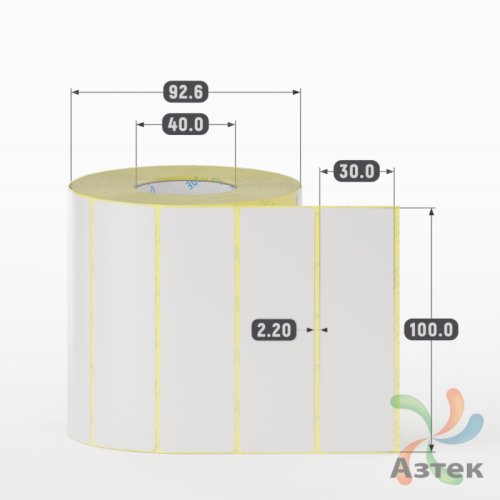 Термотрансферная этикетка 100х30 (рядов 1 по 1 200 шт) Полуглянец в рулоне, втулка 40 мм (к) IQ code