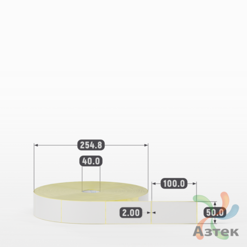 Термотрансферная этикетка 50х100 (рядов 1 по 3 500 шт) Полуглянец в рулоне, втулка 40 мм (к) IQ code
