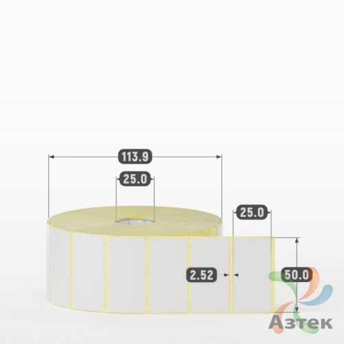 Термотрансферная этикетка 50х25 (рядов 1 по 2 580 шт) Полуглянец в рулоне, втулка 25 мм (к) IQ code