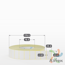 Термотрансферная этикетка 43х25 (рядов 1 по 5 500 шт) Полуглянец в рулоне, втулка 76 мм (к) IQ code