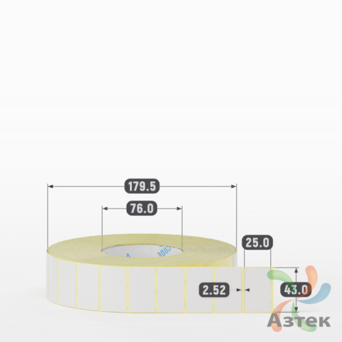 Термотрансферная этикетка 43х25 (рядов 1 по 5 500 шт) Полуглянец в рулоне, втулка 76 мм (к) IQ code